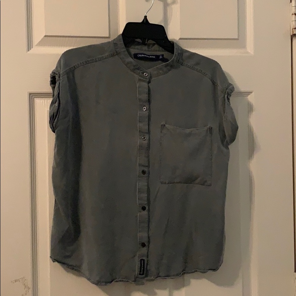Calvin Klein Green Button Up Top